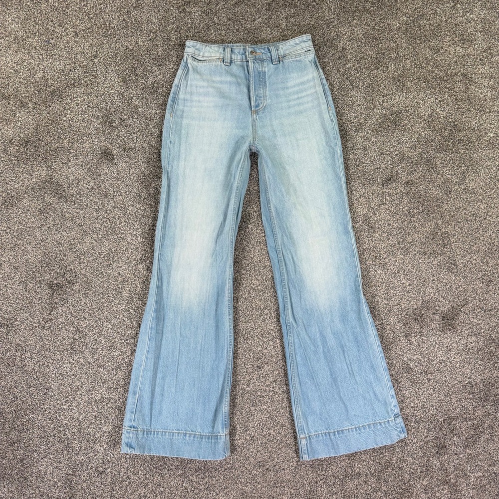 We The Free People High Rise Flare Jeans Light Wash Button Fly Womens 25 Casual